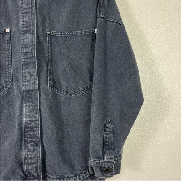 Zara Black Washed Oversized denim shirt jacket size small - Picture 2 of 5
